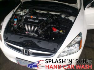 Engine bay shampooed and detailed at Splash N Shine, Toronto