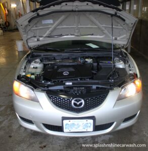 Engine bay shampooed and detailed at Splash N Shine, Toronto