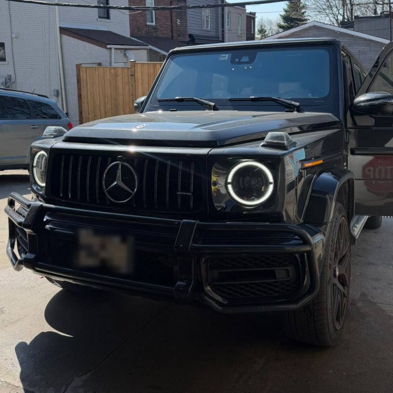Mercedes-AMG G63 after a hand wash at Splash N Shine on Danforth Avenue, Toronto