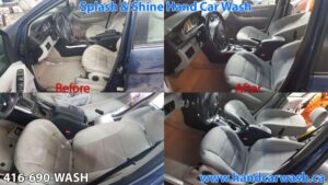 Car interior detailed and shampooed at Splash N Shine, Danforth Avenue Toronto