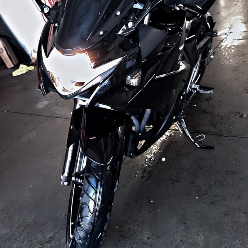 Motorcycle hand washed at Splash N Shine on Danforth Avenue, Toronto