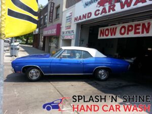 Car hand washed at Splash N Shine Hand Car Wash on Danforth Avenue, Toronto