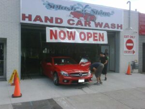 Car hand washed at Splash N Shine Hand Car Wash on Danforth Avenue, Toronto