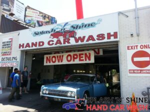 Car hand washed at Splash N Shine Hand Car Wash on Danforth Avenue, Toronto