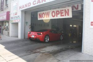 Car hand washed at Splash N Shine Hand Car Wash on Danforth Avenue, Toronto