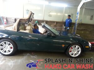 Car hand washed at Splash N Shine Hand Car Wash on Danforth Avenue, Toronto