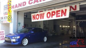 Car hand washed at Splash N Shine Hand Car Wash on Danforth Avenue, Toronto