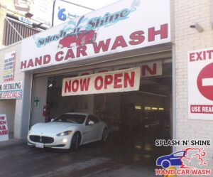 Car hand washed at Splash N Shine Hand Car Wash on Danforth Avenue, Toronto