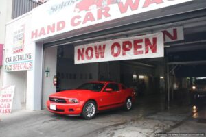 Car hand washed at Splash N Shine Hand Car Wash on Danforth Avenue, Toronto