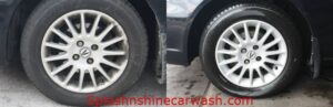 Wheel and rim cleaning at Splash N Shine Hand Car Wash, Toronto